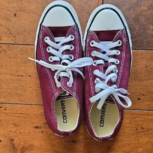 Converse Maroon Canvas Sneakers with White Accents